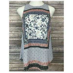 Women’s long tank top with floral prints. Medium